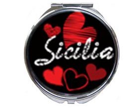 SPECCHIETTO TONDO LOVE SICILIA NERO COD.42/056 –11