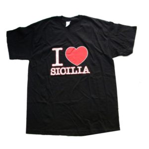 T-SHIRT I LOVE SICILIA VARIE MISURE - COLORI ASS. Cod. T-SHIRT 18