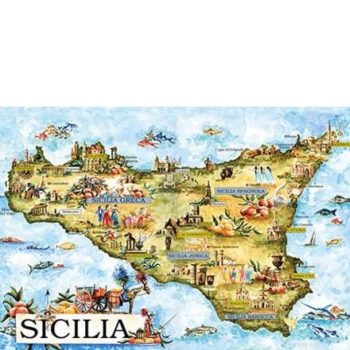 POSTER DA ACQUARELLO – MAPPA SICILIA – Cm25X35- COD. CR3 P9